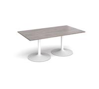 Trumpet base rectangular boardroom table 1800mm x 1000mm - white base, grey oak top