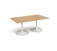 Trumpet base rectangular boardroom table 1800mm x 1000mm - white base, oak top