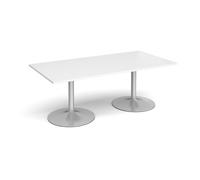 Dams Trumpet Base Rectangular Boardroom Table 2000mm X 1000mm - Silver Base, Whi