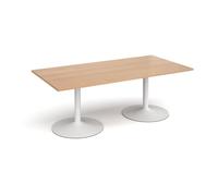 Trumpet base rectangular boardroom table 2000mm x 1000mm - white base, beech top