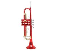 Trumpet Bb Brass Body Colorful Gold Key Trumpet With Rubbing Cloth Glove Back Strap Mouthpiece Cloth Box Parts(Color:Red)