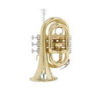 Trumpet Bb Key Golden Brass Pocket Trumpet for Beginner Professional Playing, Mini Trumpet Brass Instrument