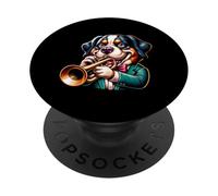 Trumpet Bernese Mountain Dog Music Band Joy PopSockets Adhesive PopGrip