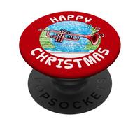 Trumpet Christmas Trumpeter Brass Musician Music Teacher PopSockets Adhesive PopGrip