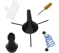 Trumpet Cleaning Kit with Stand, Maintenance Brush and Practice Mute | Valve Brush Set, Glove Accessory, Portable Storage Support, Plastic and Metal Parts
