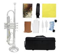 Trumpet For Beginner Bb Tune Trumpet Brass Silver Plated Surface Musical Trumpet With Trumpet Case Brush Protective Sleeve Parts