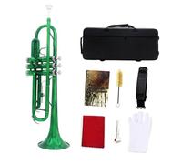 Trumpet For Beginner Colorful Trumpet Instrument B Flat Three-tone Trumpet Adult Beginner Professional Instrument(Green)