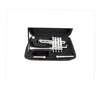 Trumpet For Beginner Four-key Treble Trumpet Bb B Flat Brass Gilt Beautifully Durable Instrument With Glove Strap Case(Silver)