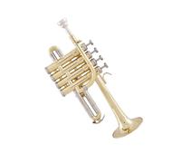 Trumpet For Beginner Four-key Treble Trumpet Bb B Flat Brass Gilt Beautifully Durable Instrument With Glove Strap Case(Gold)