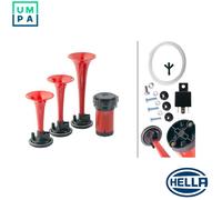 HELLA 3PD 003 001-671 Trumpet Horn - 12V - 118dB(A) - Frequency Range: 780/820/880Hz - Triple-tone Trumpet Horn - Electric-pneumatic