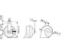 Trumpet Horn HELLA 3FH 012 010-021 for VW ROUTAN 3.6 2010-2013