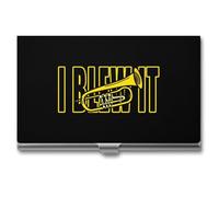 Trumpet I Blew It Business Card Wallet Credit Card Holder Metal Square Small Pocket Purse