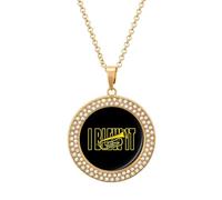 Trumpet I Blew It Round Pendant Necklace Diamond Edging Brilliant Personalized Jewelry Gifts for Women Golden-style