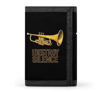 Trumpet I Destroy Silence Cloth Wallet Card with Holder Trifold Pocket Slim Wallets