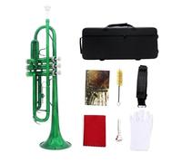 Trumpet in B flat Colorful Trumpet Brass Pipe Body for Beginners Professional Playing Trumpet instrument Set (green)