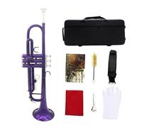 Trumpet in B flat Colorful Trumpet Brass Pipe Body for Beginners Professional Playing Trumpet instrument Set (purple)