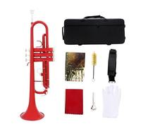 Trumpet in B flat Colorful Trumpet Brass Pipe Body for Beginners Professional Playing Trumpet instrument Set (red)