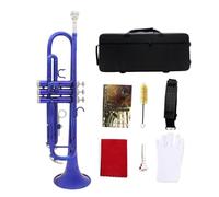 Trumpet in B flat Colorful Trumpet Brass Pipe Body for Beginners Professional Playing Trumpet instrument Set (blue)