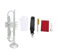 Trumpet Instrument Exquisite Bb B Flat Trumpet Brass Trumpet Gloves Professional Standard Small And Durable(Silver)