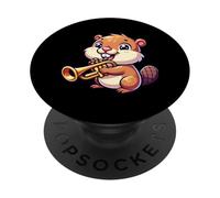 Trumpet Joy with Cute Beaver Music Fun PopSockets Adhesive PopGrip