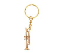 Trumpet Key Chain Pendant, Brass Musical Instruments Keychain, 3D Trumpet Design Key Ring with Premium Metal Material, Stylish Gift for Music Lovers, Compact and Portable for Daily