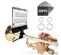 Trumpet Lyre with Flip Folder, Adjustable Marching Band Music Lyre Includes 10 Refill Sleeves, 4 Silicone Clip,Suitable for Trumpet and Clarinet