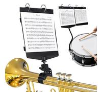Trumpet Marching Lyre 2 in 1 Adjustable Trumpet & Snare Drum Marching Band Lyre for Marching Band with Flip Folder, Includes 10 Refill Sleeves, for Trumpet, Clarinet, Trombone, Snare Drum