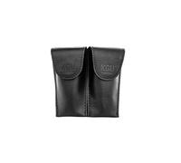 Trumpet Mouthpiece Pouch TRIPLE KGUBrass Leather Crazy Horse Brown. Handmade (DOUBLE, Black)