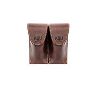 Trumpet Mouthpiece Pouch TRIPLE KGUBrass Leather Crazy Horse Brown. Handmade (DOUBLE, Vintage Brown)