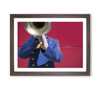 Trumpet Player Band Modern Framed Print | A3 Walnut Framed Wall Art | Ready to Hang | Modern Music Picture | Living Room Bedroom Lounge Office