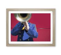 Trumpet Player Band Modern Framed Wall Art Print, Ready to Hang Picture for Living Room Bedroom Home Office Décor, Oak A2 (64 x 46 cm)