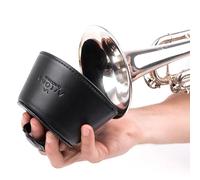 TRUMPET PLUNGER MUTE with Handle. Lightweight Practice Mute. Magnetic Attachment. Faux Leather. Trumpet Accessory (Black)