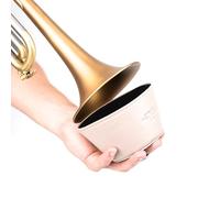 TRUMPET PLUNGER MUTE with Handle - Lightweight Practice Mute with Magnetic Attachment made of Faux Leather. Practice tool. Trumpet Accessory (Beige, Plunger Mute)