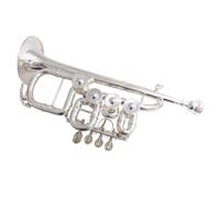 Trumpet Set for Bb Rotary Trumpet Cupronickel Leadpipe Lacquer Finish Yellow Brass Professional Standard Trumpet Stainless Steel(Silver)