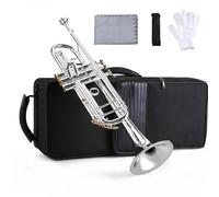 Trumpet Set for Prefessional Bb Trumpet Brass Material Silver-Plated Surface Beautiful Buttons Wind Instrument With Piece