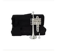 Trumpet Set for Professional Bb Piccolo Trumpet Brass Gold Lacquer Surface Trumpet Three Tone Trumpet High Monel Piston(Silver)