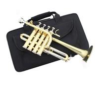 Trumpet Set for Professional High Trumpet Bb Piccolo Trumpet Brass Gold Silver Beginner Stainless Steel Trumpet(Gold)
