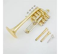 Trumpet Set for Professional High Trumpet Bb Piccolo Trumpet Brass Gold Silver Lacquer Surface Trumpet Monel Piston(Gold)