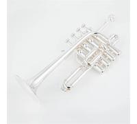 Trumpet Set for Professional High Trumpet Bb Piccolo Trumpet Brass Gold Silver Lacquer Surface Trumpet Monel Piston(Silver)
