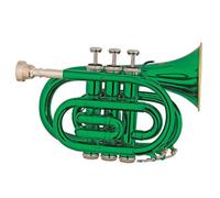 Trumpet Set Green Color Tone Bb Pocket Trumpet Classic Brass Trumpet