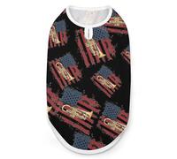 Trumpet U.S. Flag Trumpeter Print Pet Clothes T Shirt Pets Clothing Vests Tee Tops Dogs Costume Coat For Dog Cat 2XL