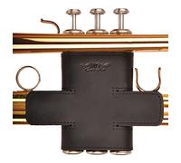 Trumpet valve Guard MG Leather Work, valve protector for lacquer, raw brass, silver finish (Guard, Black)