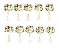 Trumpet Vases Centerpieces for Wedding Geometric Metal Flower Stand for Tables Bulk, 10pcs 23.6” Tall Gold Vase for Centerpieces Party Dinner Anniversary Ceremony Event Aisle Home Reception Decor
