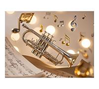 Trumpet with Music Notes Diamond Painting DIY Kits 5D Diamond Art Full Round Drill Crystal by Number Stitch Handmade Arts and Crafts for Home Wall Living Room Decor 12x16 inch / 30x40cm