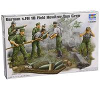 Trumpeter Model Kit German WWII s.FH Field Howitzer Gun Crew Firing 1:35