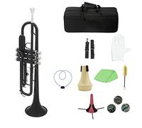 Trumpets Bb B Flat Trumpet Brass With Mouthpiece Carry Bag Tuner Mute Trumpet Stand Gloves Cleaning Tools Wind Instrument Trumpet Instrument (Color : Black)