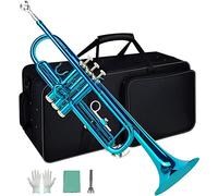 Trumpets Brass Standard Bb Trumpet Instrument For Student Beginner Trumpet Instrument (Color : Sea Blue)