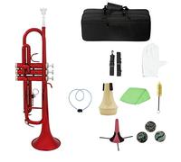 Trumpets Brass Trumpet Bb B Flat With Mouthpiece Carry Bag Tuner Mute Trumpet Stand Gloves Cleaning Tools Trumpet Instrument (Color : Crimson)