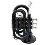 Trumpets Mini Pocket Trumpet Bb Flat Brass Wind Instrument With Gloves Carrying Case(Black)