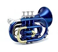 Trumpets Professional Pocket Trumpet Tone Flat B Bb Brass Wind Instrument Trumpet Instrument (Color : Blue)